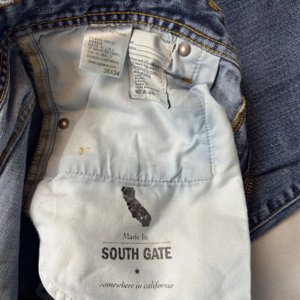 AG Adriano Goldschmied The Graduate Tailored Leg Jeans Blue 36x34‎ Made in USA